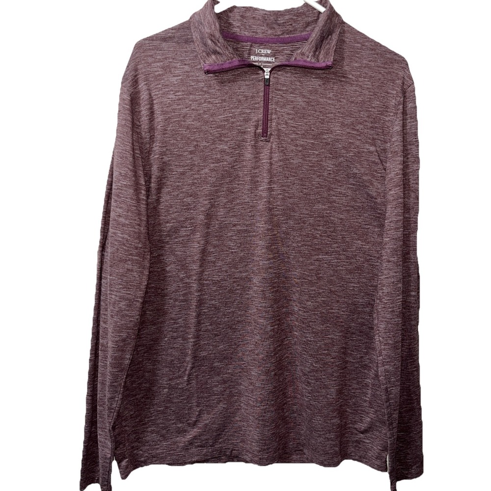 J.Crew Performance Top L Purple‎ Quarter Zip Stretch Athletic Pullover Preppy